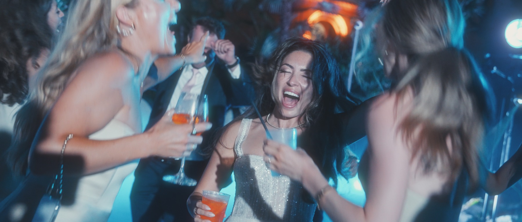 Morgan celebrating at the evening party