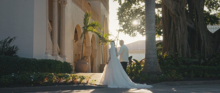 Cyndi and Charles together in the warm light at The Boca Raton, Florida